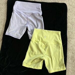 Two Buffbunny shorts-one light purple, the other lime green.